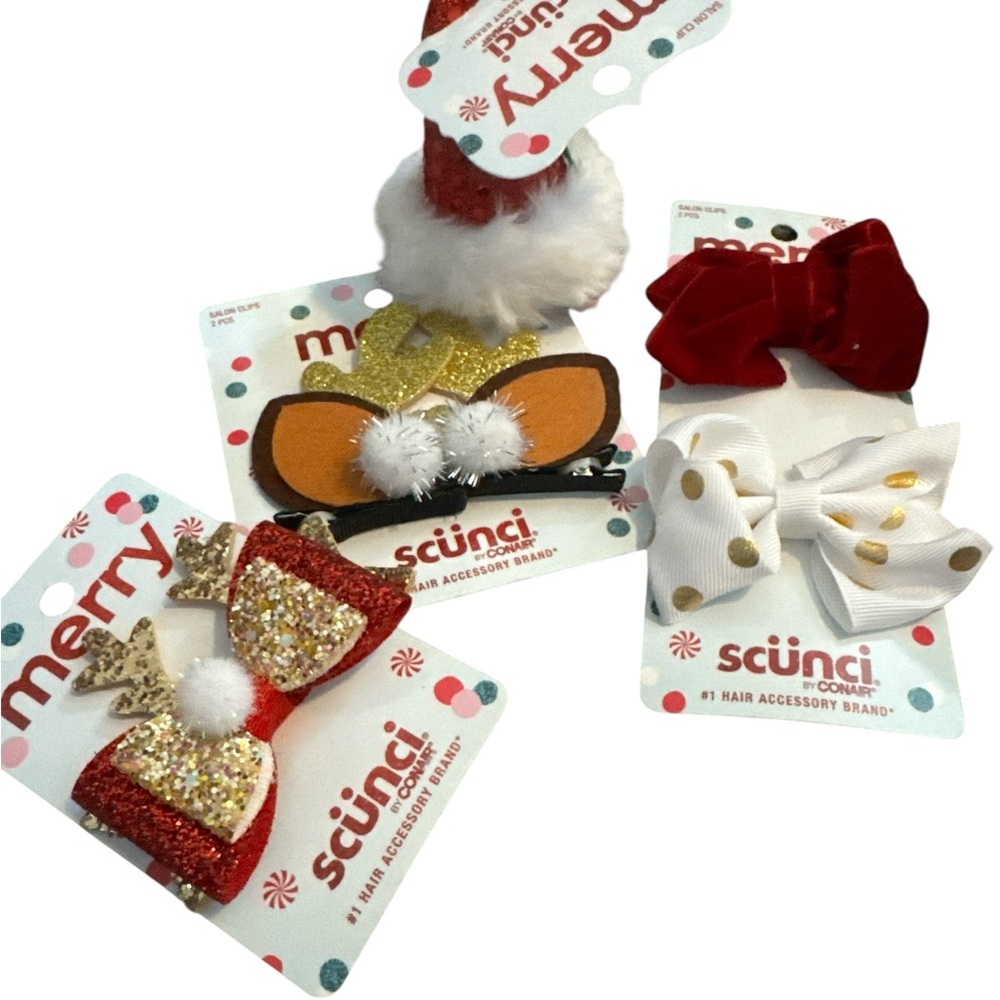 Holiday Hair Accessories & sock bundle- Green, Red, Gold 11 pieces - Picture 2 of 4